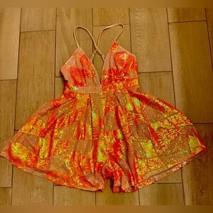 Sparkling Orange One Piece Romper